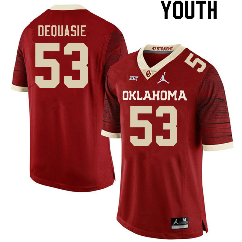 Youth #53 Reed DeQuasie Oklahoma Sooners College Football Jerseys Stitched Sale-Retro - Click Image to Close